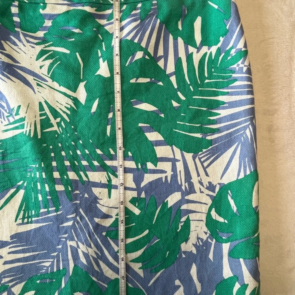 LOFT Green & Blue Tropical Leaf Mini Skirt